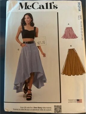 McCall's R12114 High-Low Skirt Sewing Pattern Size Y5 (18-26)